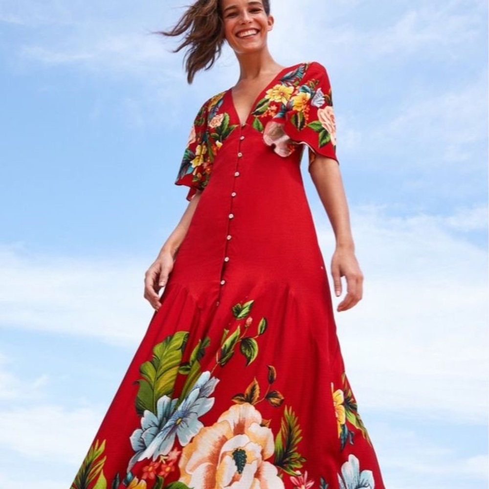 ✨ FARM Rio Authentic Brazilian Maxi Dress – Rare Vintage Floral Print ✨